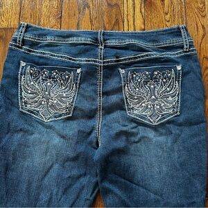Apt. 9 Dark Blue Bootcut Jeans with Embellished Back Pocket
